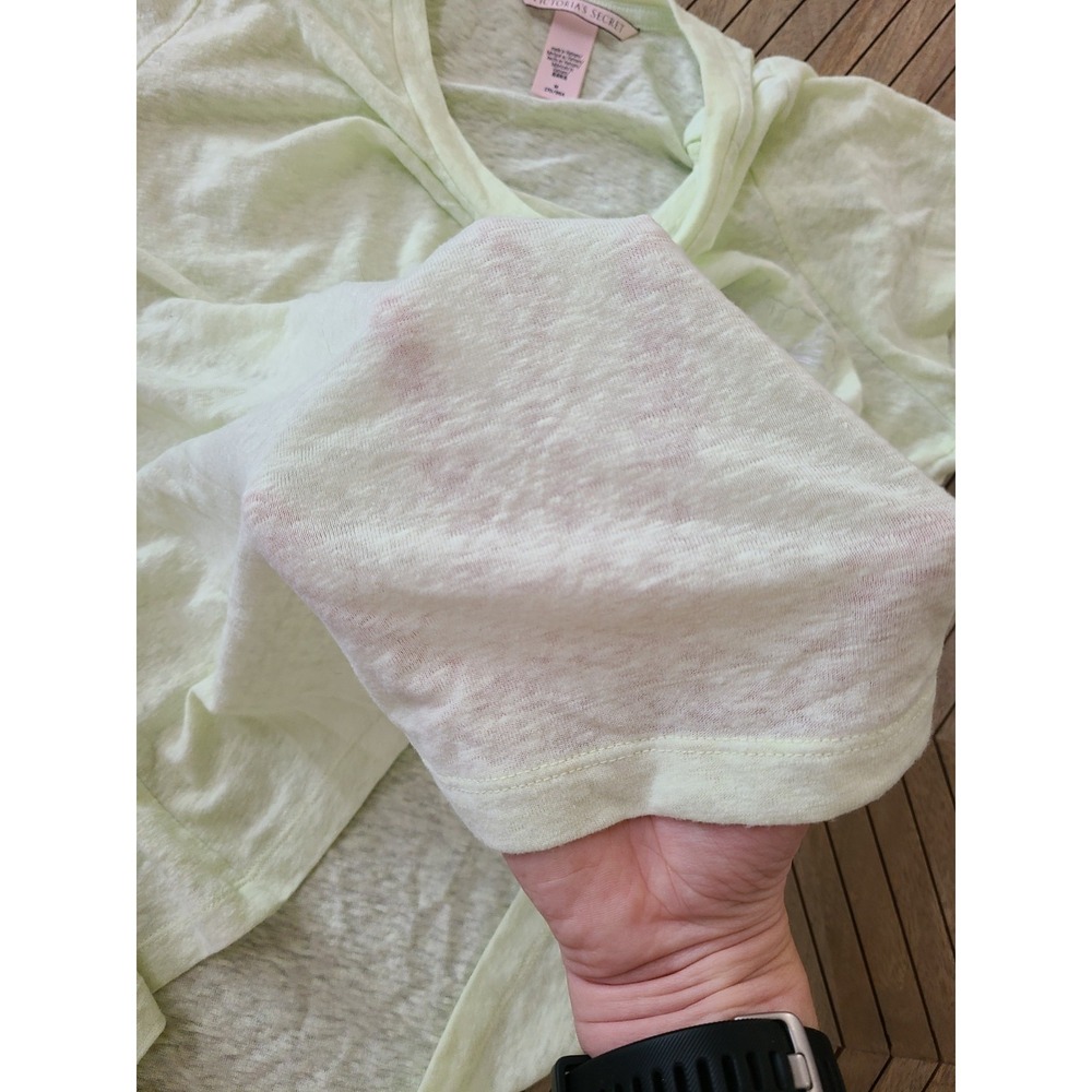 Victorias Secret Light Green Sheer T-Shirt Love floral Graphic Sleep Top Size M - Picture 5 of 5